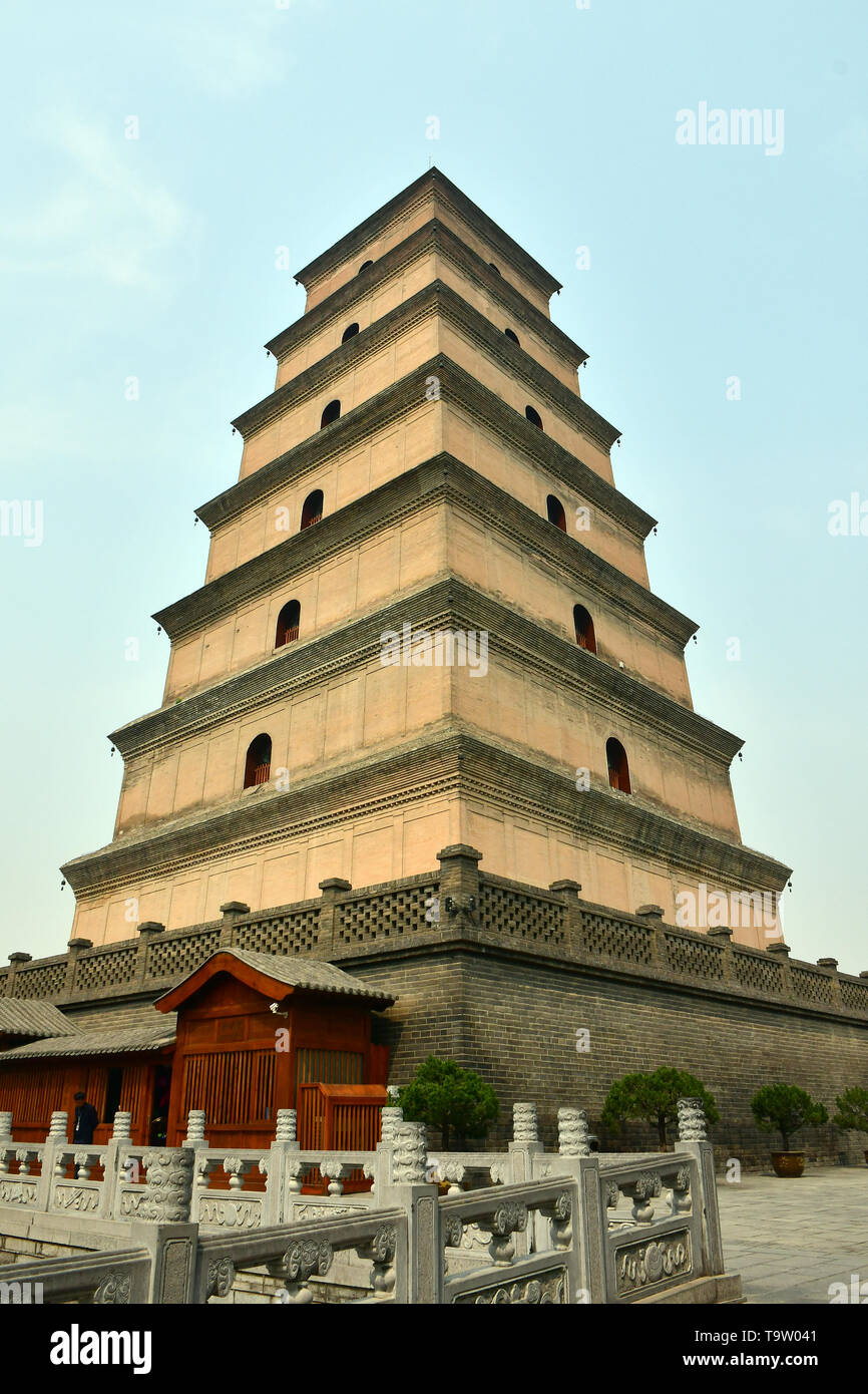 Daci'en Temple komplex, Dàcí'ēn Sì, Giant Wild Goose Pagoda ou Big Wild Goose Pagoda, Dàyàn tǎ, Xi'an, Hszian, Chine, Asie, Site du patrimoine mondial de l'UNESCO Banque D'Images