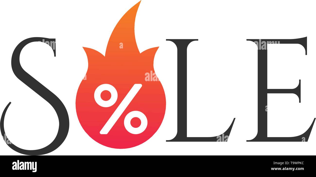 Vente chaude flamme et signe de pourcentage étiquette, autocollant. Offre spéciale, grosse vente, pourcentage d'escompte. Vector illustration isolé sur fond blanc. Illustration de Vecteur