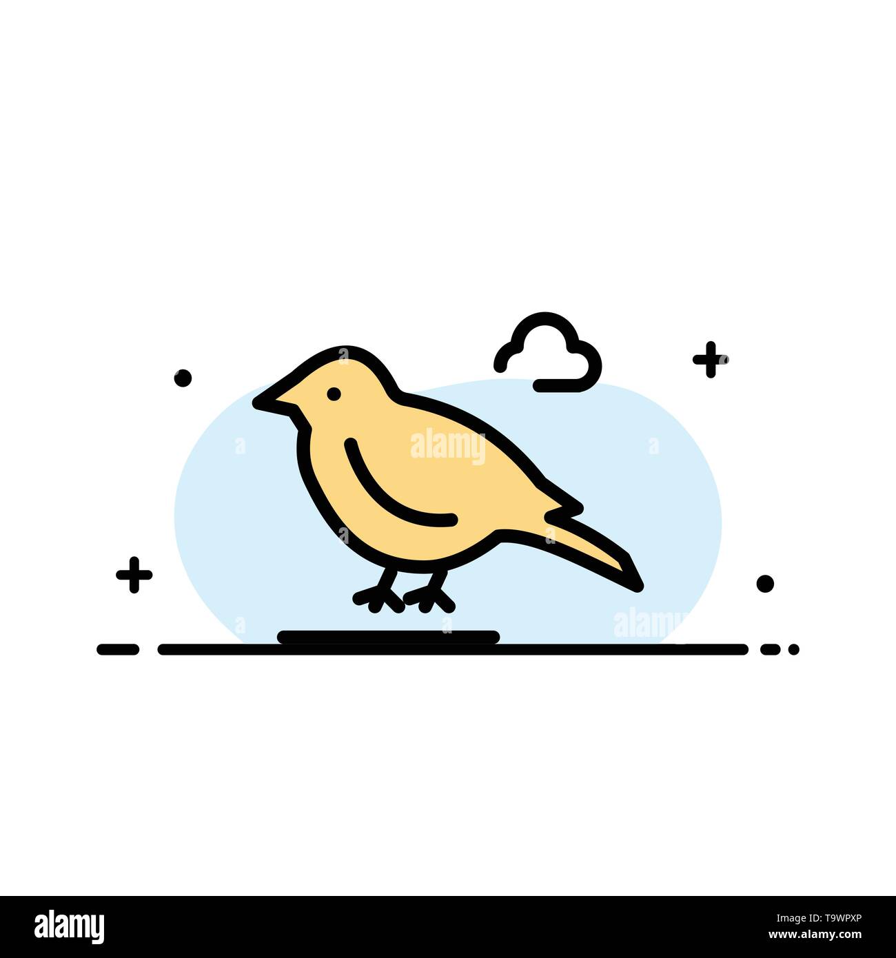 Bird, britannique, petite, Sparrow Business Flat Line rempli vecteur icône Modèle de page Illustration de Vecteur