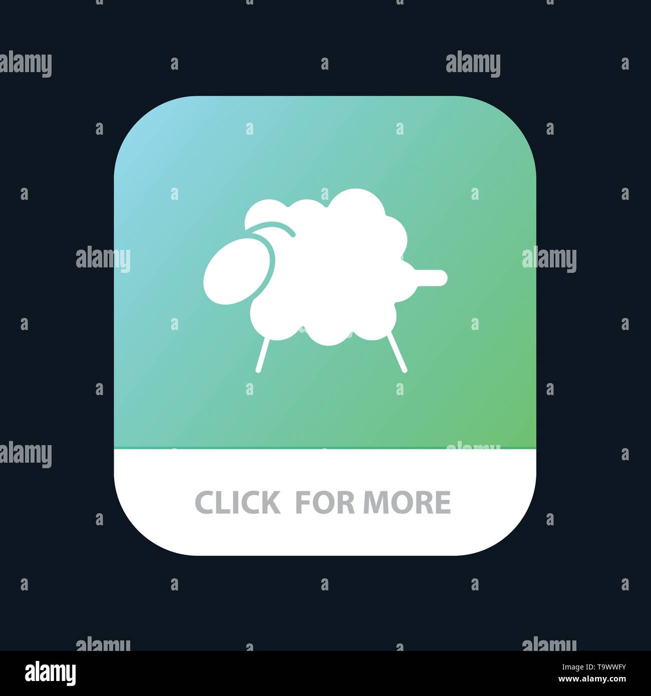 L'agneau, le mouton, la laine, le bouton de l'application Mobile de Pâques. Android et IOS Version Glyph Illustration de Vecteur