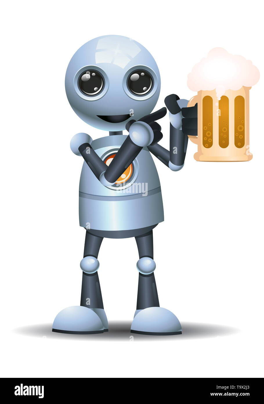 Illustration d'un petit robot en tenir un verre de bière isolées sur fond  blanc Photo Stock - Alamy