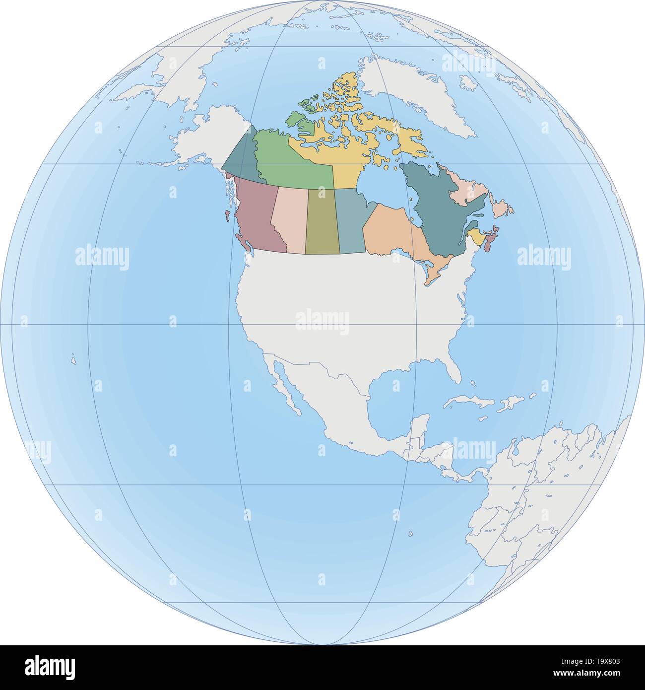 Amérique du Nord avec le Canada sur le globe Illustration de Vecteur