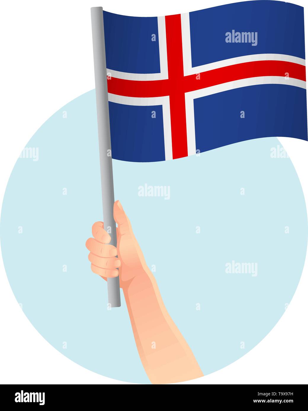 L'Islande drapeau dans la main. Contexte patriotique. Drapeau national de l'Islande vector illustration Illustration de Vecteur