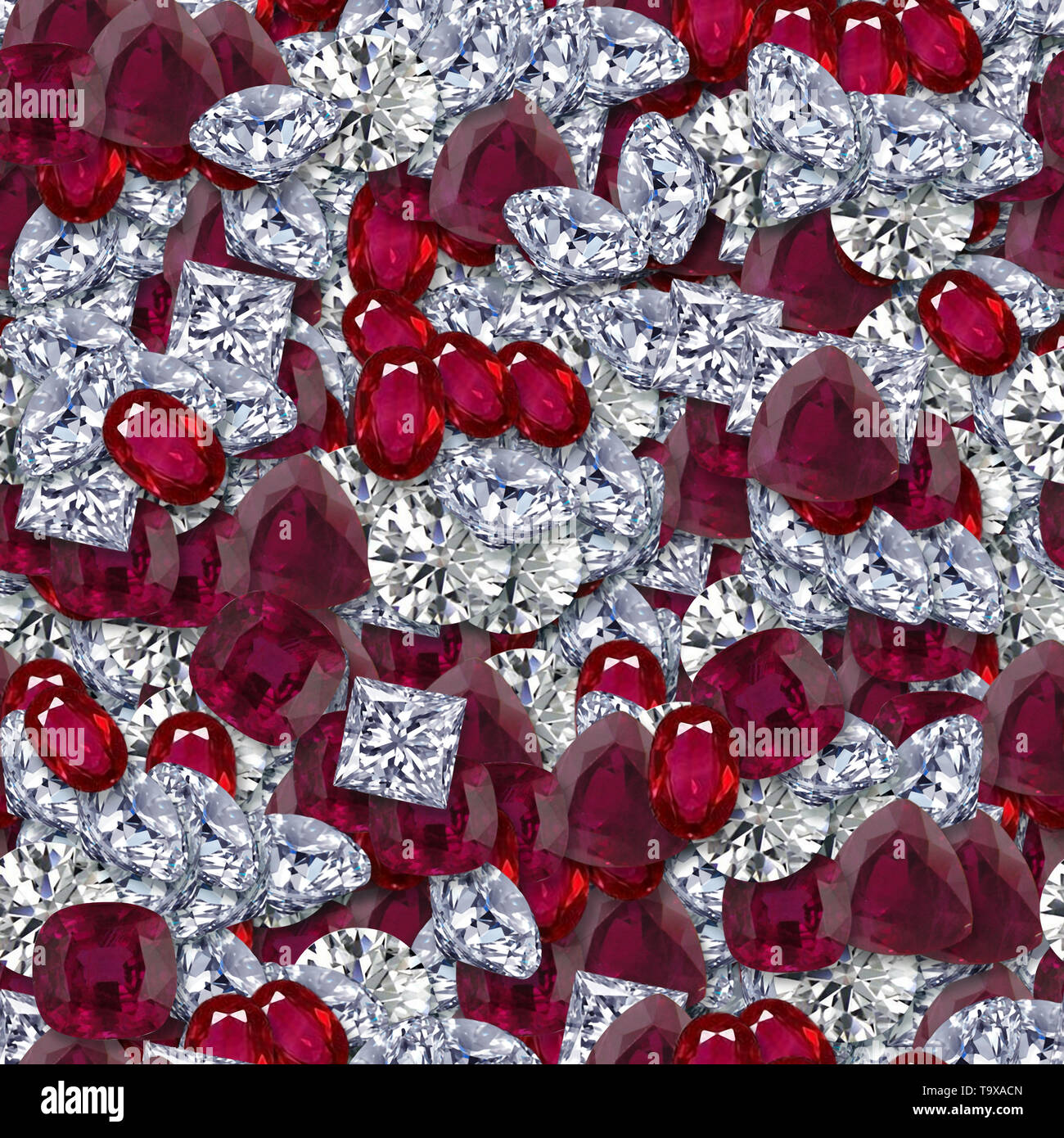 Diamants et rubis Seamless Texture Tile Banque D'Images