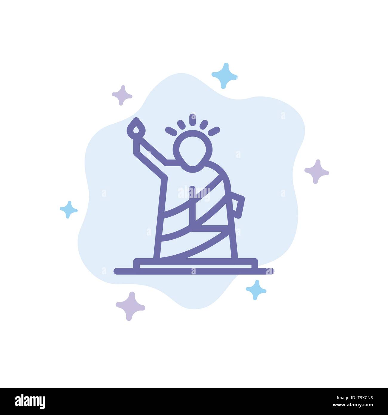 Repères, liberté, de, statue, Usa Résumé icône bleue sur fond de nuage Illustration de Vecteur