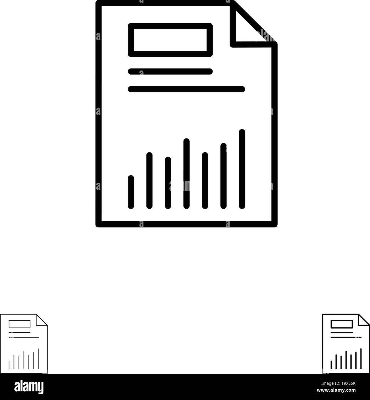 Document, Affaires, finances, tableau, graphique, papier, Statistiques Bold et fine ligne noire icon set Illustration de Vecteur