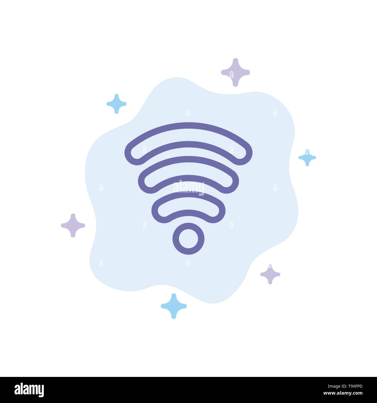 Connexion Wi-Fi au réseau local, services, Signal icône bleue sur fond de nuage abstrait Illustration de Vecteur