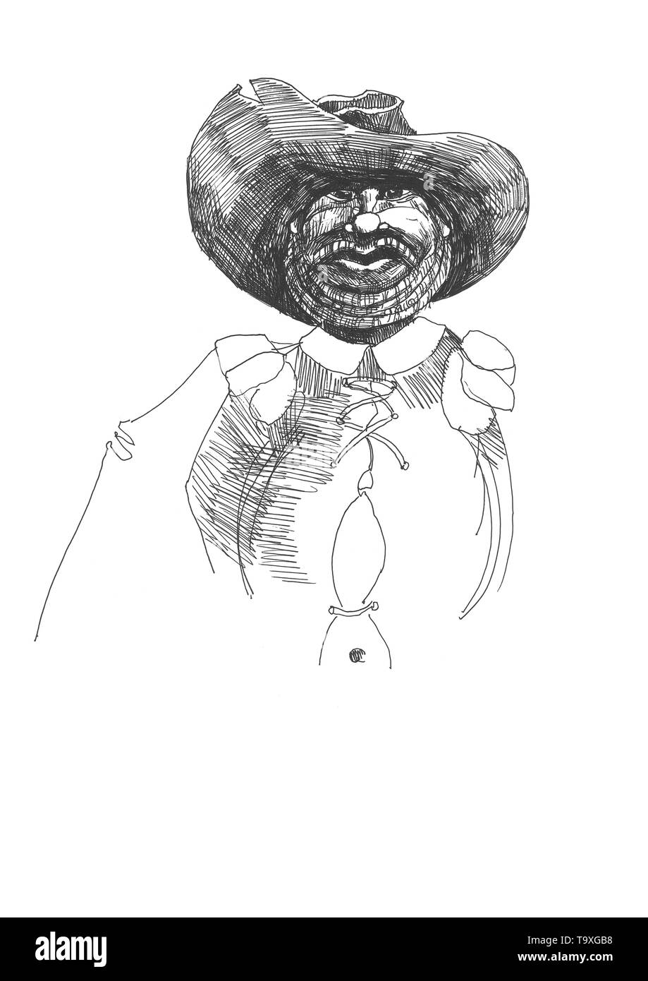 Héros du livre. Lutteurs avec moulins à vent. Illustration graphique. Banque D'Images