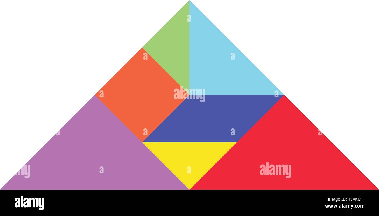 Casse-tête tangram en couleur sur fond blanc en forme de triangle (vecteur) Illustration de Vecteur