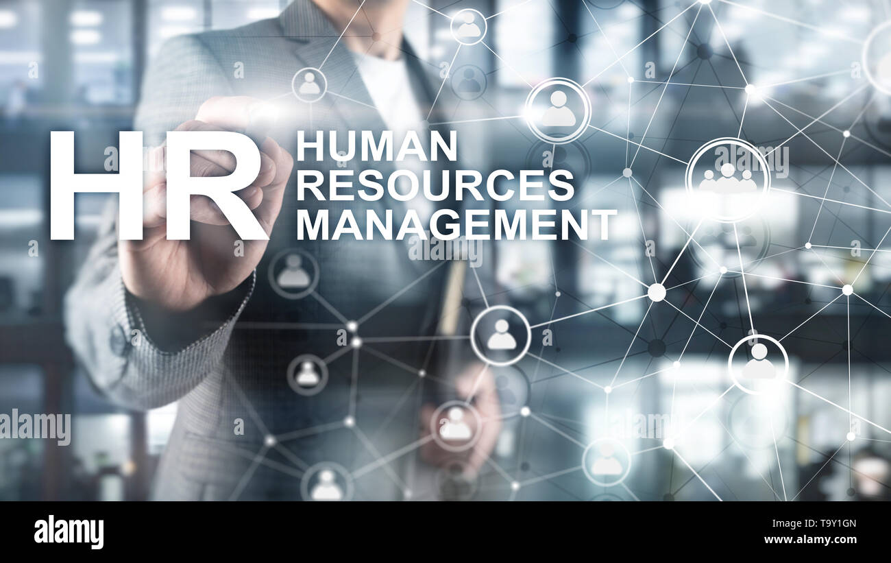 La gestion des ressources humaines, RH, Team Building et de recrutement concept sur fond flou. Banque D'Images