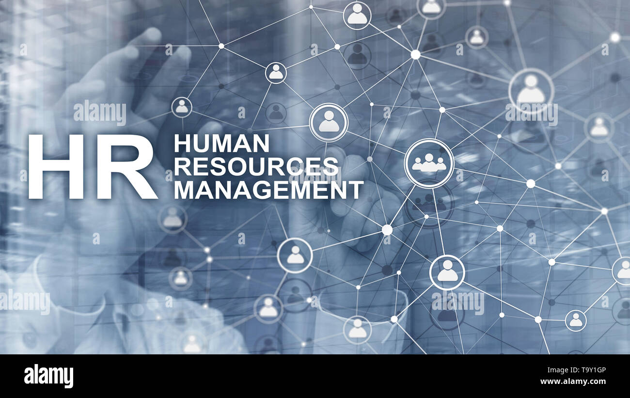 La gestion des ressources humaines, RH, Team Building et de recrutement concept sur fond flou. Banque D'Images