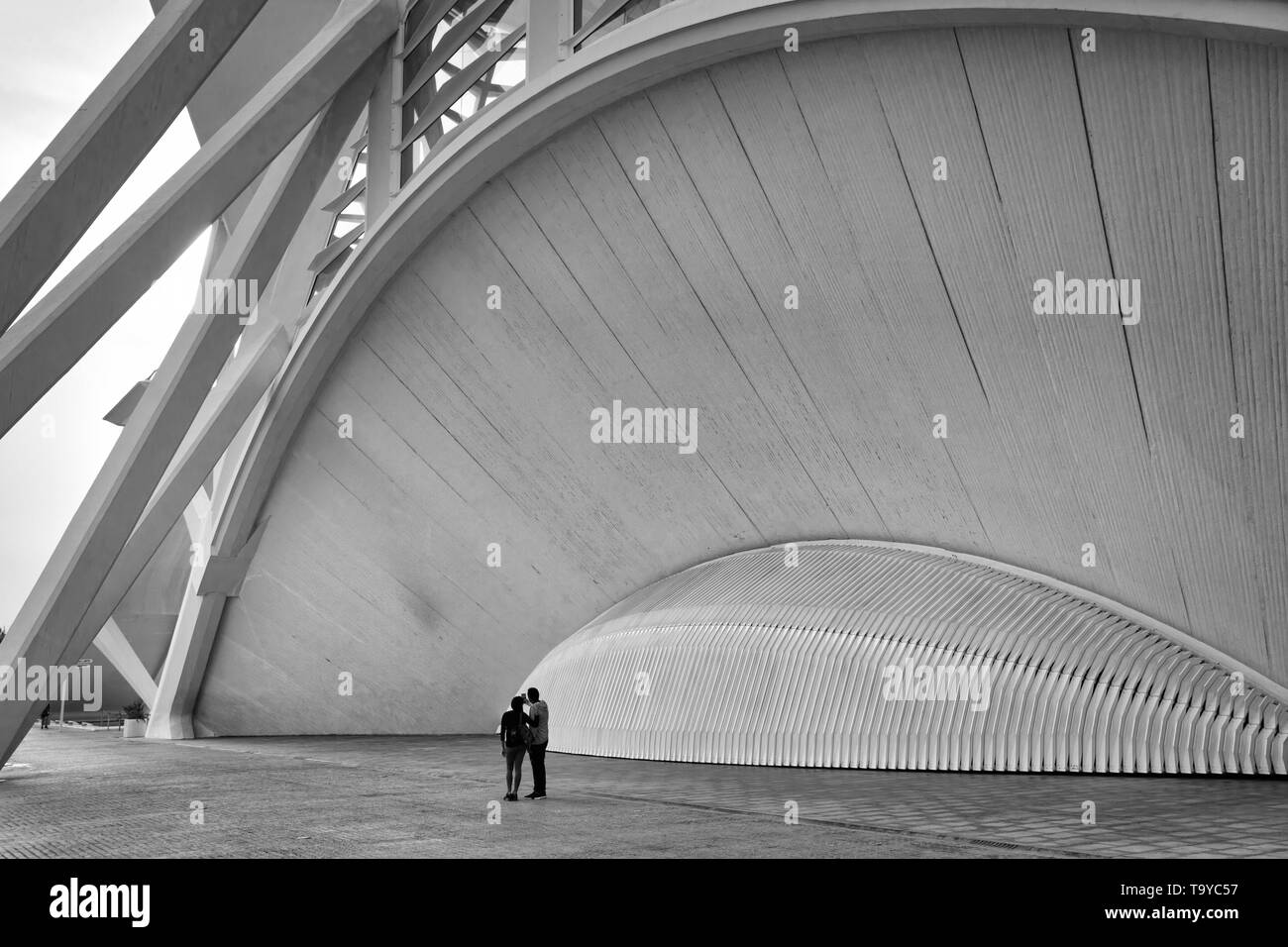 Valencia, Espagne-10 Avril, 2019 : Le Musée des sciences Príncipe Felipe, Cité des Arts & Sciences - à base d'animation complexe culturel et architectural Banque D'Images