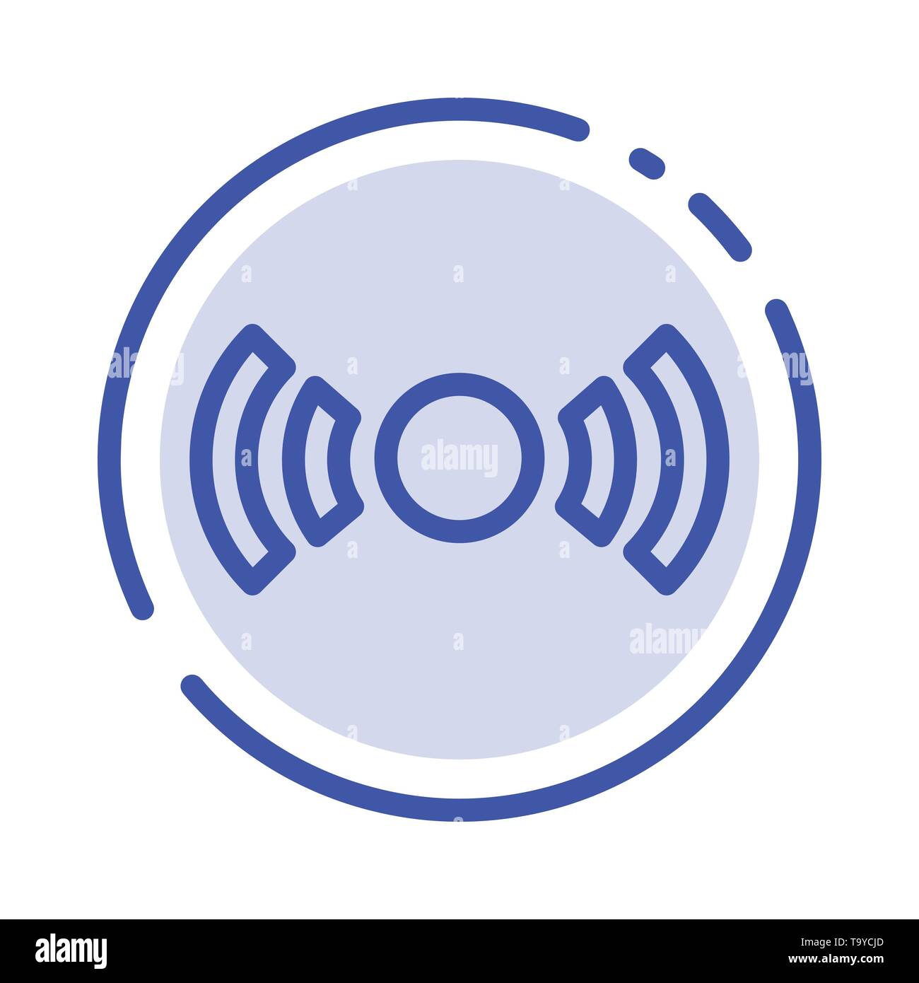 Basic, essentiel, Signal, Ui, Ux l'icône de la ligne en pointillé bleu Illustration de Vecteur