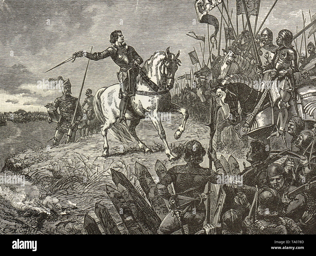 Henry V à la bataille d'Azincourt, Saint Crispin's Day, 25 Octobre 1415 Banque D'Images