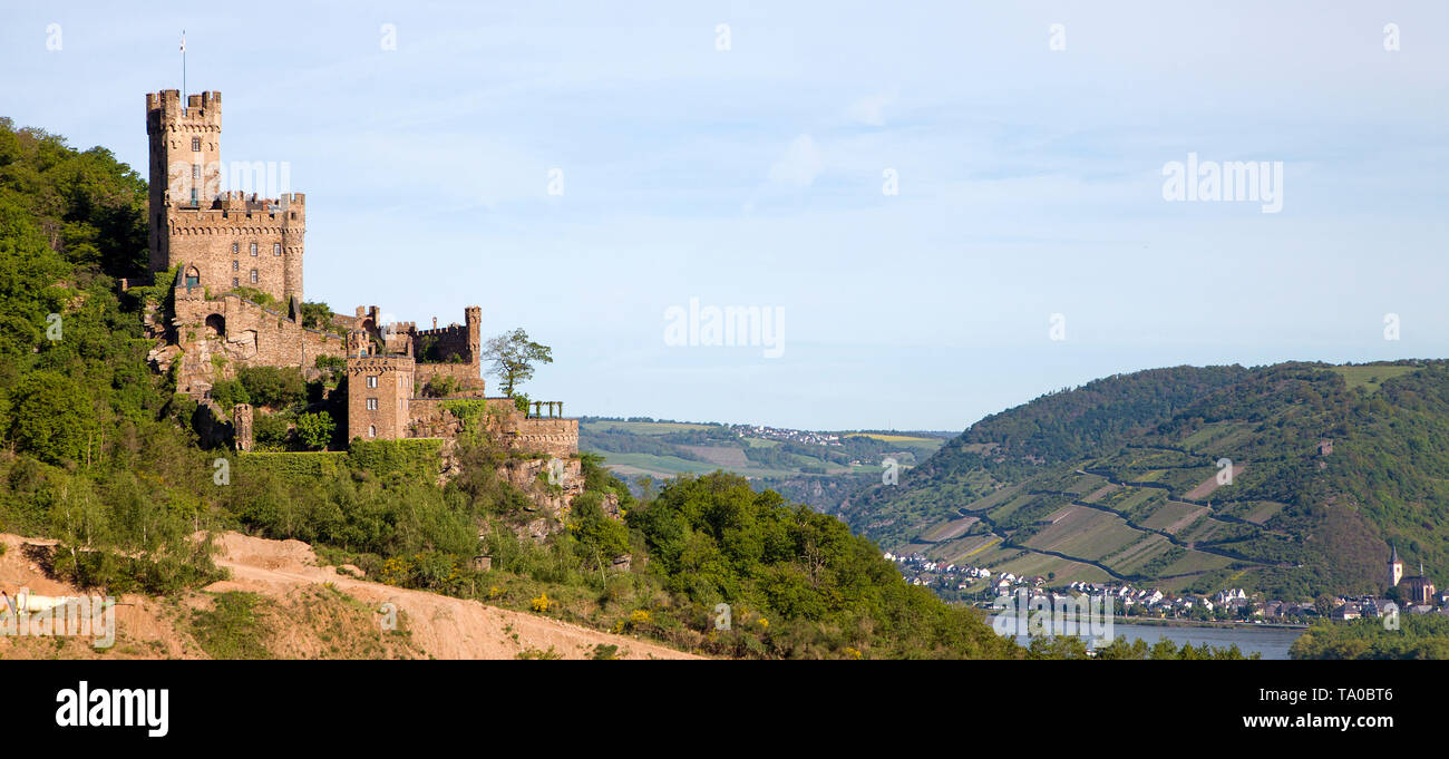 Château Sooneck à Niederheimbach, site du patrimoine mondial de l'UNESCO, Vallée du Haut-Rhin moyen, Rhénanie-Palatinat, Allemagne Banque D'Images