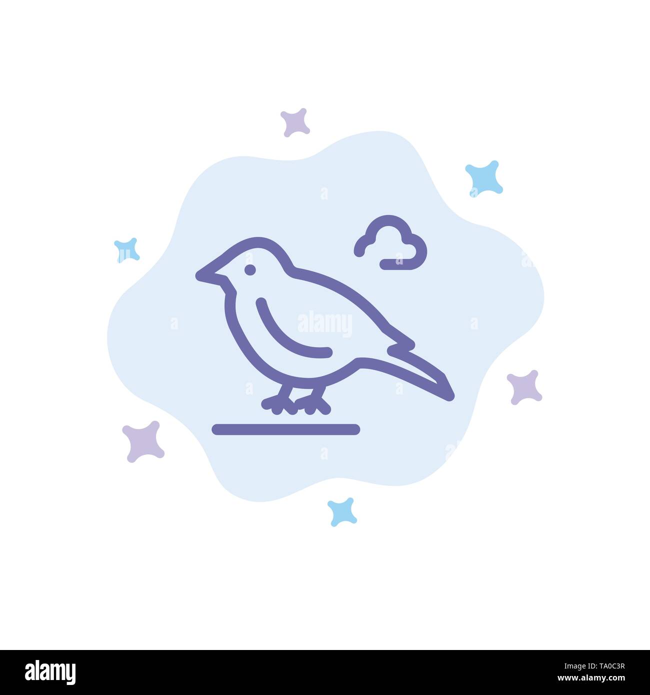 Bird, britannique, petite, Sparrow icône bleue sur fond de nuage abstrait Illustration de Vecteur