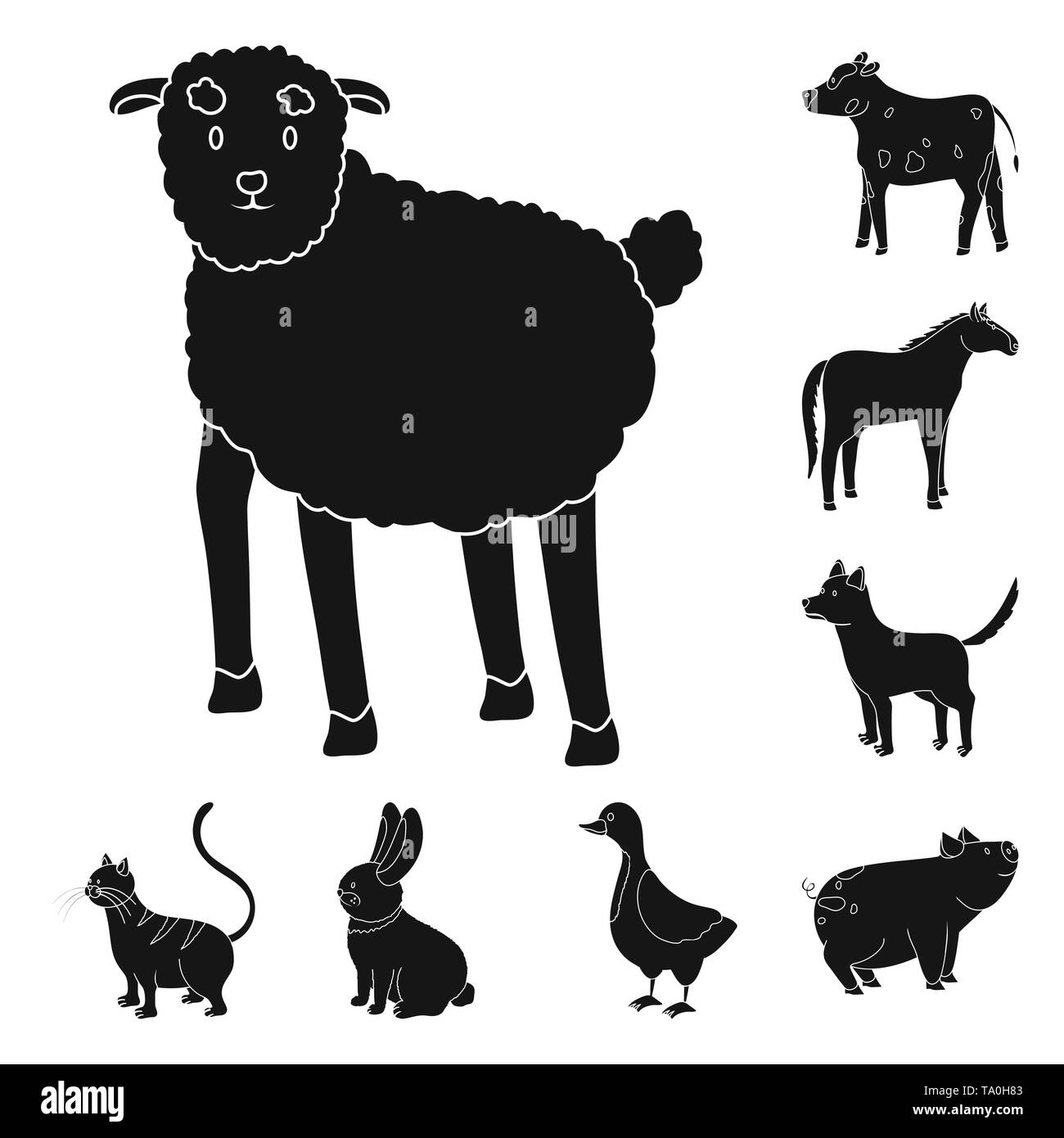 La Vache,Moutons,chien,chat,lapin,cochon,oie,anima,vache,animal,Animaux,chaton, fromage, chiot,oiseaux,agneau,porc, lait, élevage,bunny,Canada,laine,viande de bovins,mustang,race,mignon,ranch,biologique,ferme,maison,campagne,ferme,agriculture,reproduction,cuisine,,set,icône,,illustration,collection,isolé,design,graphisme,élément,signer,Black,de simples vecteurs vecteur , Illustration de Vecteur