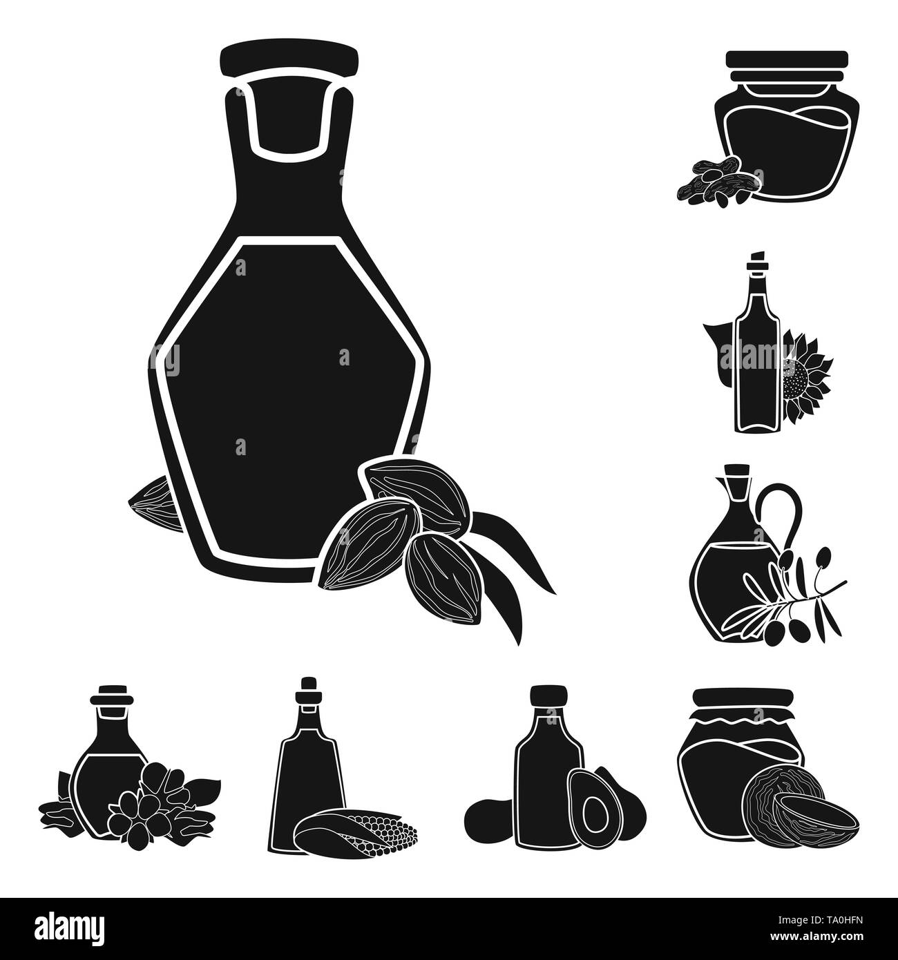 Arachide,amandes,tournesol,coton,olive,maïs,noix de coco,avocat, beurre, noix,alimentation,fruits,ball,produit,bio, lait, drop,sun,naturel,biologique,esthétique,biodiesel,vitamine,m,calcium alimentaire | médecine,vert,huile,agriculture,bouteille,verre,Culture,sain,légumes,,nutrition,produits biologiques,set,icône,,illustration,collection,isolé,design,graphisme,élément,signer,Black,de simples vecteurs vecteur , Illustration de Vecteur