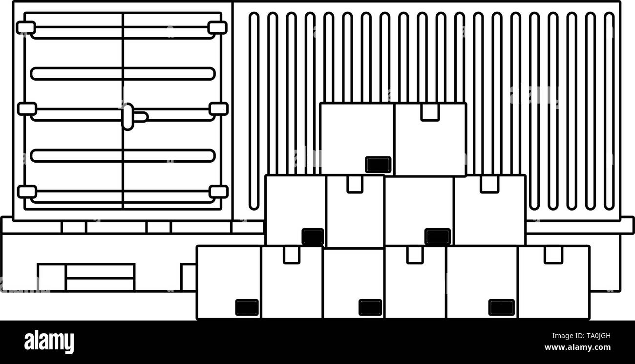 Conteneur sur l'icône de palettes caricature vector illustration graphic design Illustration de Vecteur