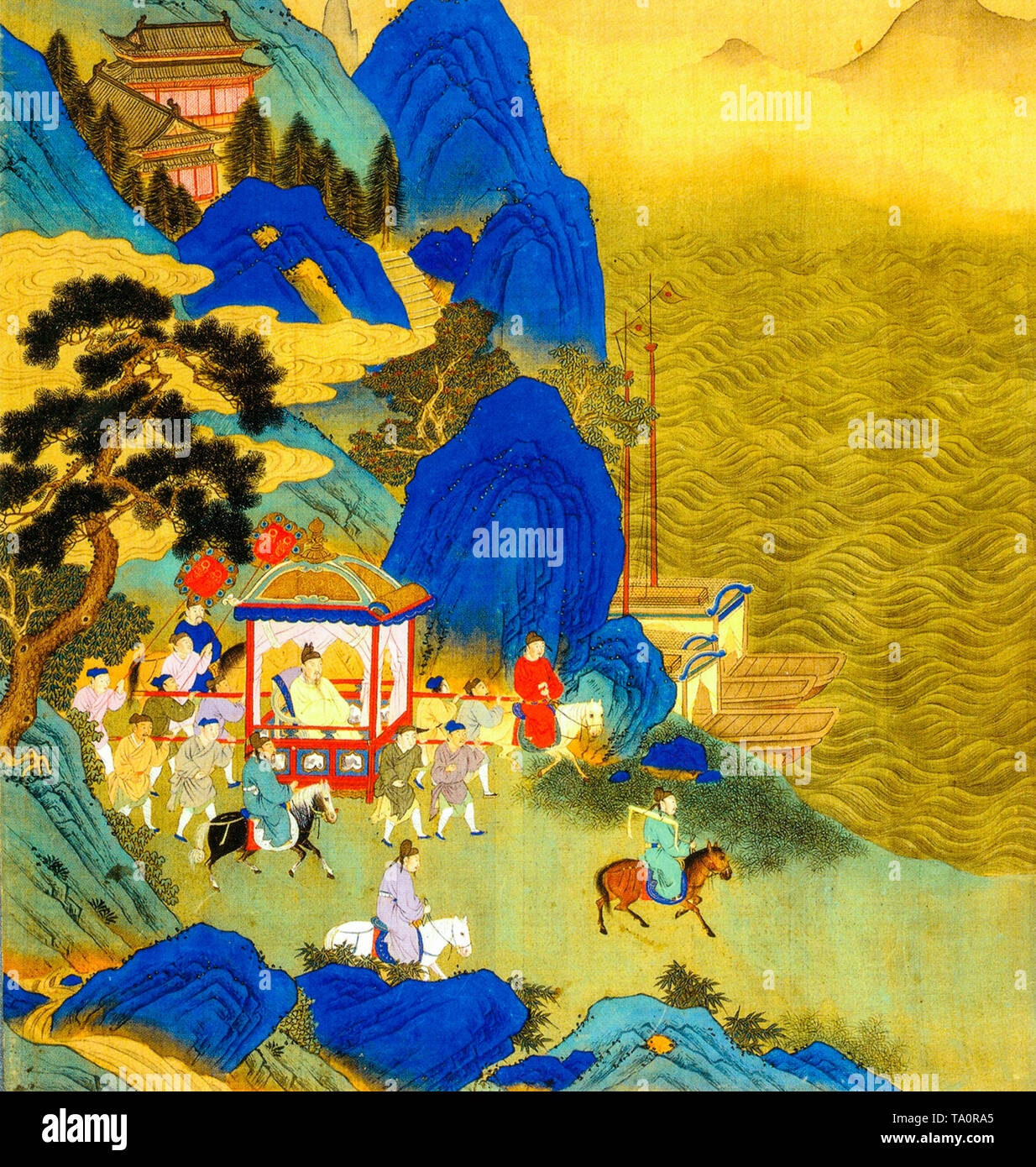 Qin Shi Huang's imperial tournée à travers son empire, peinture, 18e siècle Banque D'Images