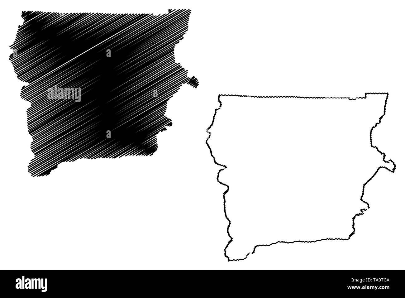Région Nord-Ouest (divisions administratives du Ghana, République du Ghana) map vector illustration, croquis gribouillis d'Upper West localisation Illustration de Vecteur