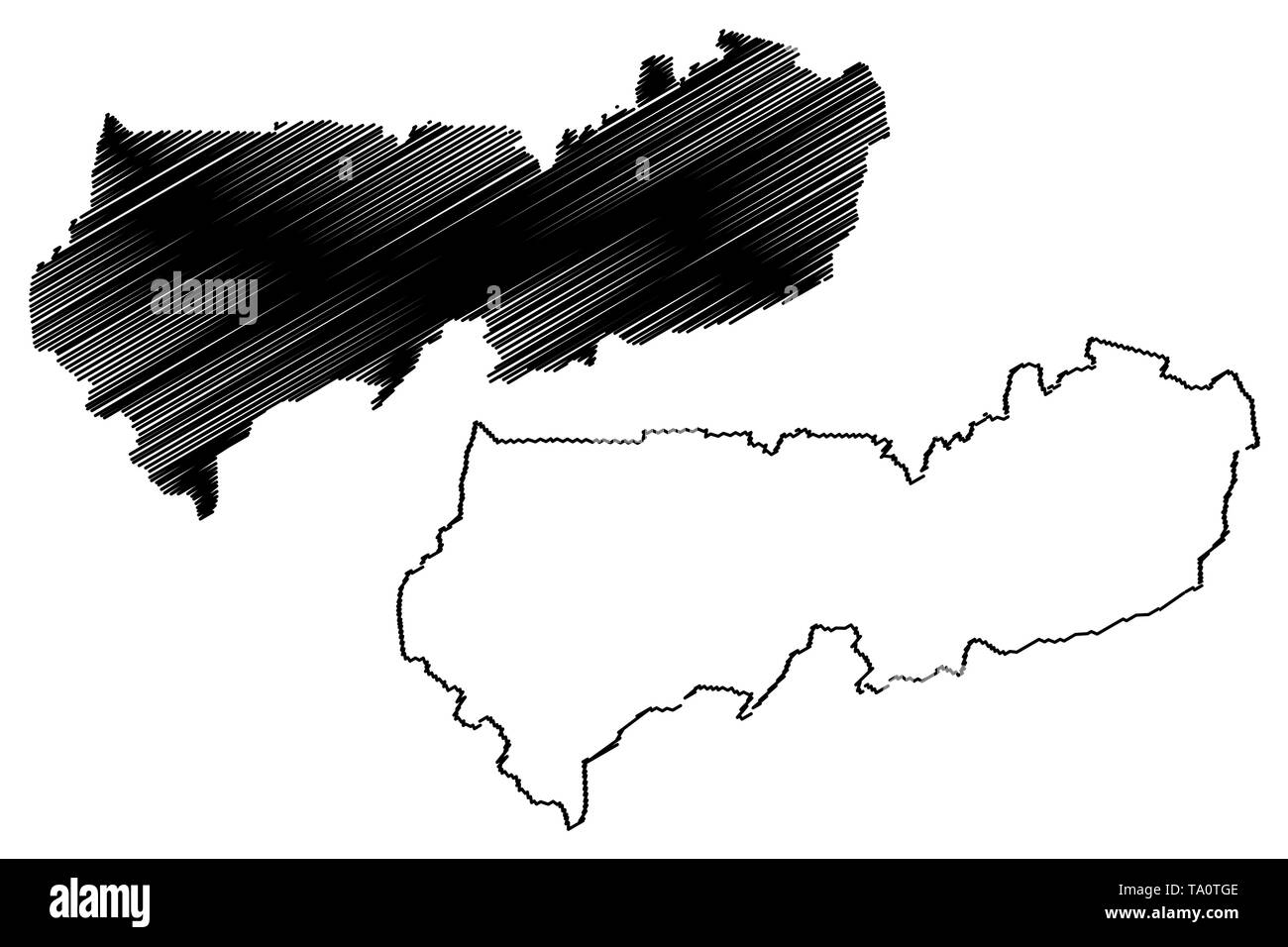 La région du nord-est (divisions administratives du Ghana, République du Ghana) map vector illustration, croquis gribouillis d'Upper East localisation Illustration de Vecteur