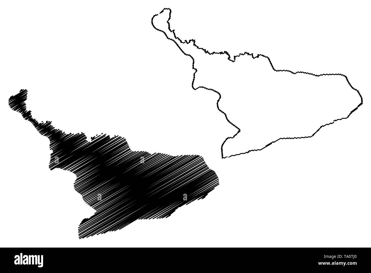 Région centrale (divisions administratives du Ghana, République du Ghana) map vector illustration, scribble sketch carte centrale Illustration de Vecteur