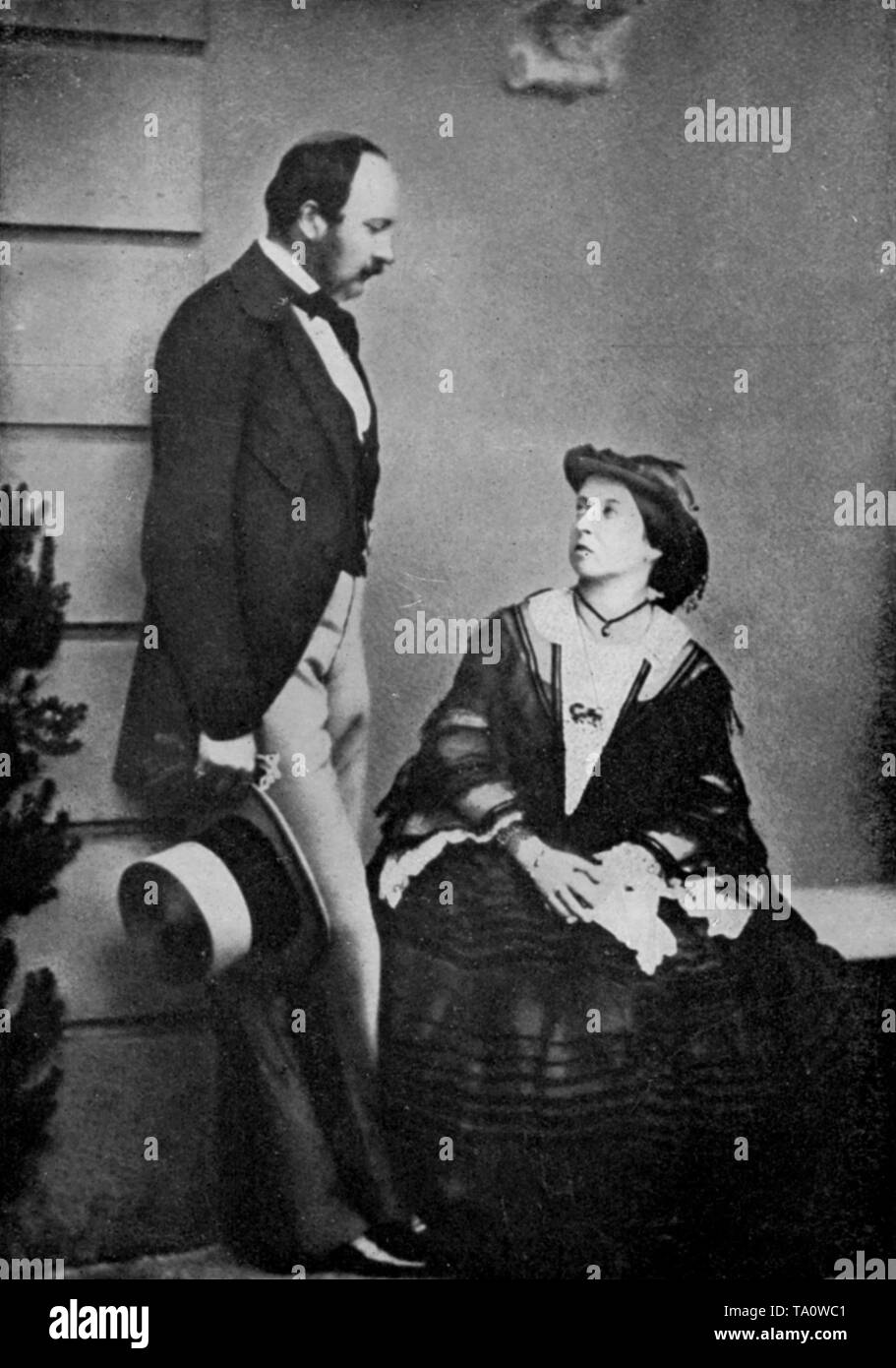 La reine Victoria (1819-1901) et le Prince consort (1819-1861) en 1860. Artiste : Lytton Strachey, la Martiniere, Londres. La reine Victoria (1819-1901) et le Prince consort (1819-1861) on voit ici l'année avant le Prince Consort est mort de la fièvre typhoïde. La reine Victoria est le monarque du Royaume-Uni de Grande-Bretagne et d'Irlande de 20 juin 1837 jusqu'à sa mort. Banque D'Images