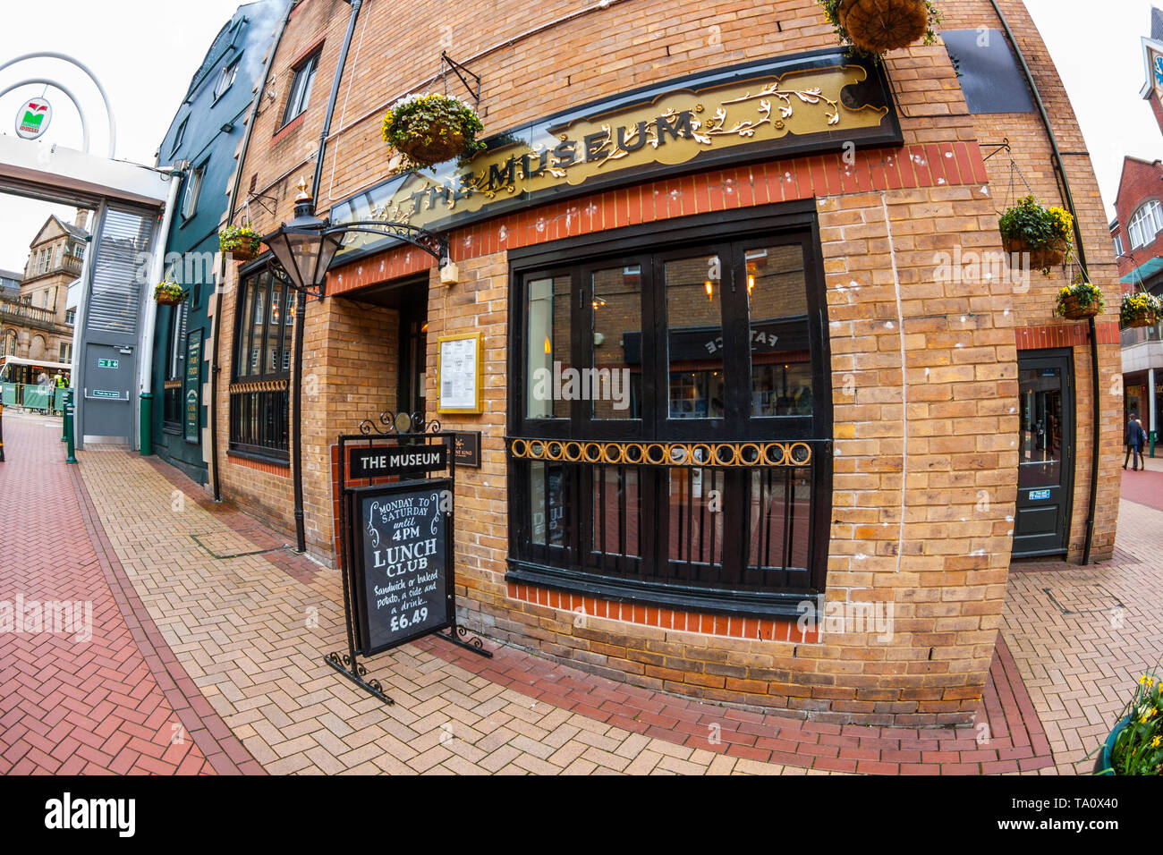 Le Musée Pub, Orchard Square, Sheffield, fisheye view Banque D'Images