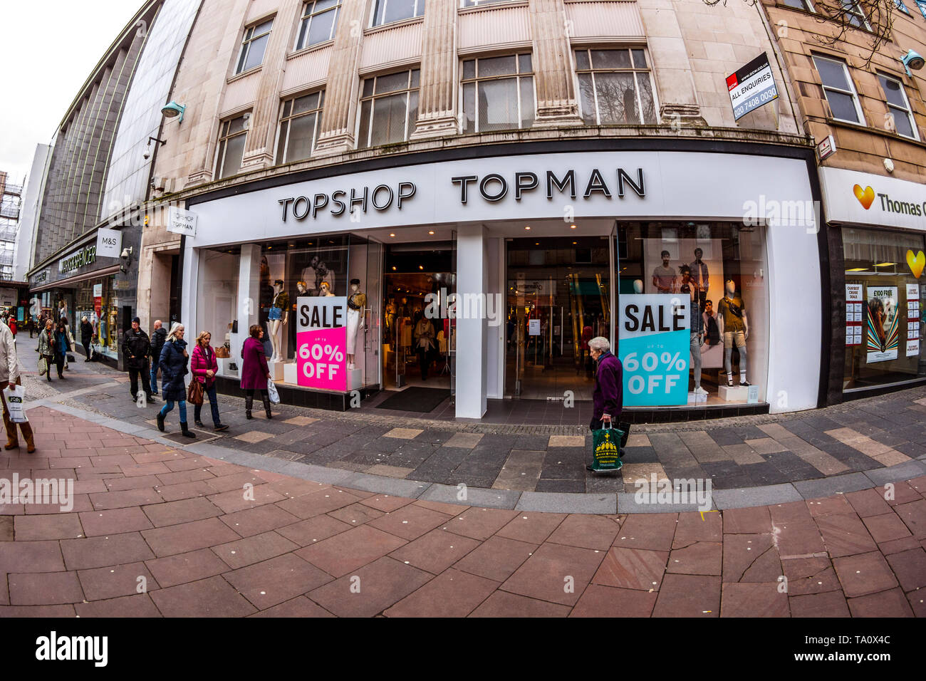 Fargate, Sheffield, fisheye view Banque D'Images