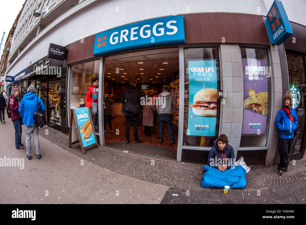 Greggs Bakery, fisheye view Banque D'Images