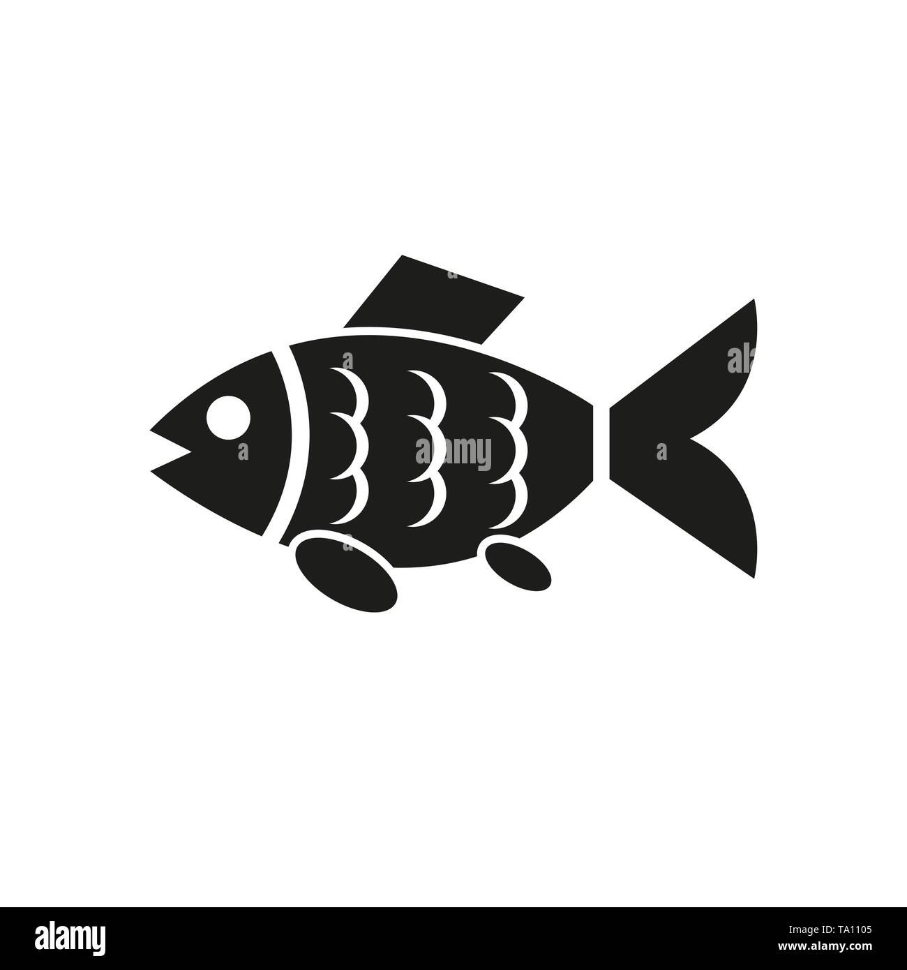 Icône poisson. Pêche et pêche à la ligne, symbole du méné. Conception plate. Stock - illustration vectorielle. Illustration de Vecteur
