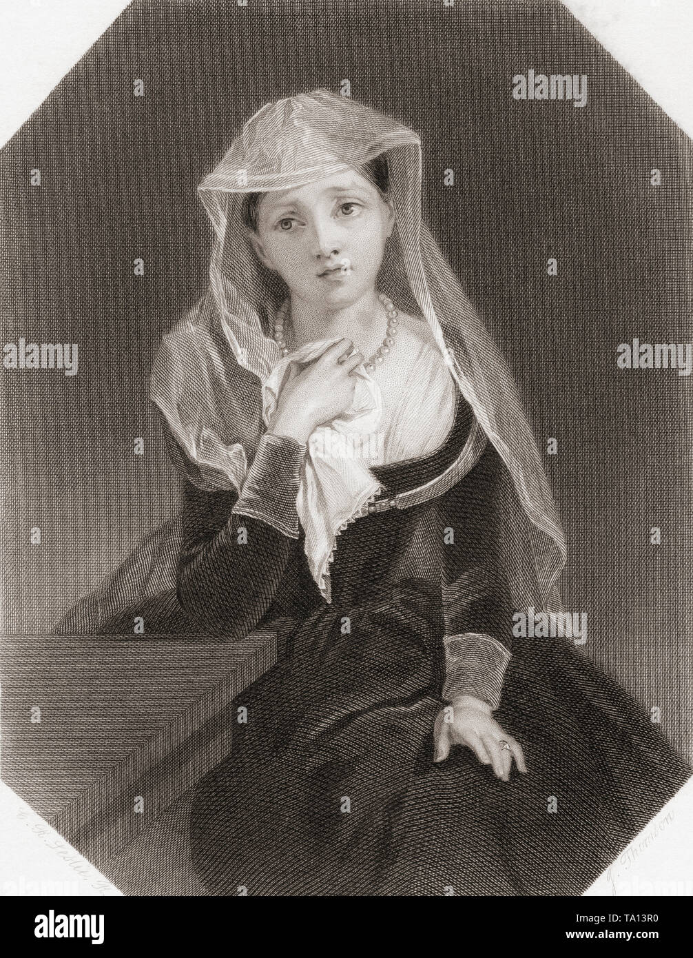 Lady Anne Neville. Personnage féminin principal de la pièce de Shakespeare Richard III. Galerie de Shakespeare, publié c.1840. Banque D'Images