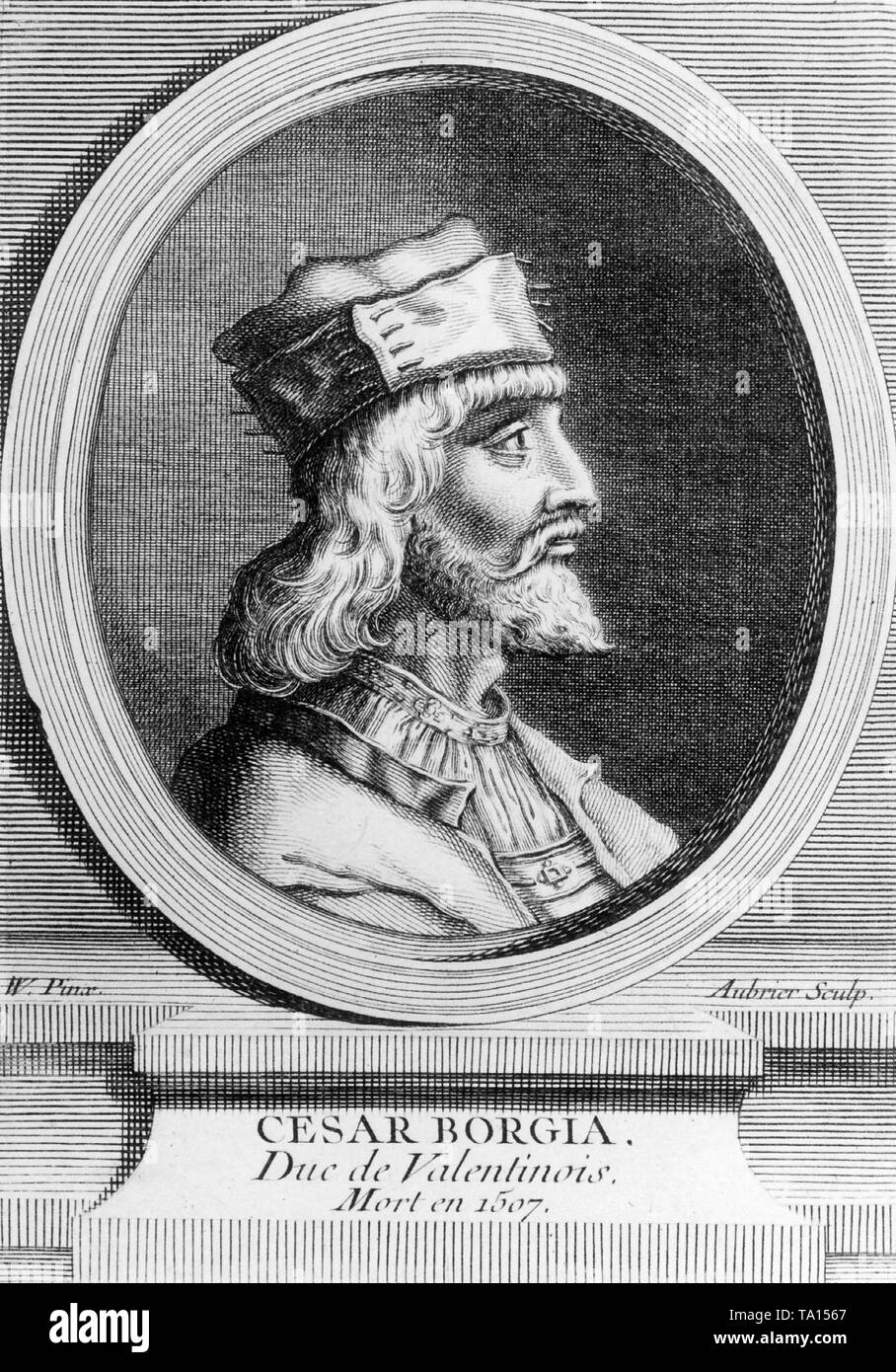 Portrait de profil de Cesare Borgia, fils illégitime du Pape Alexandre VI, vers 1500 Banque D'Images