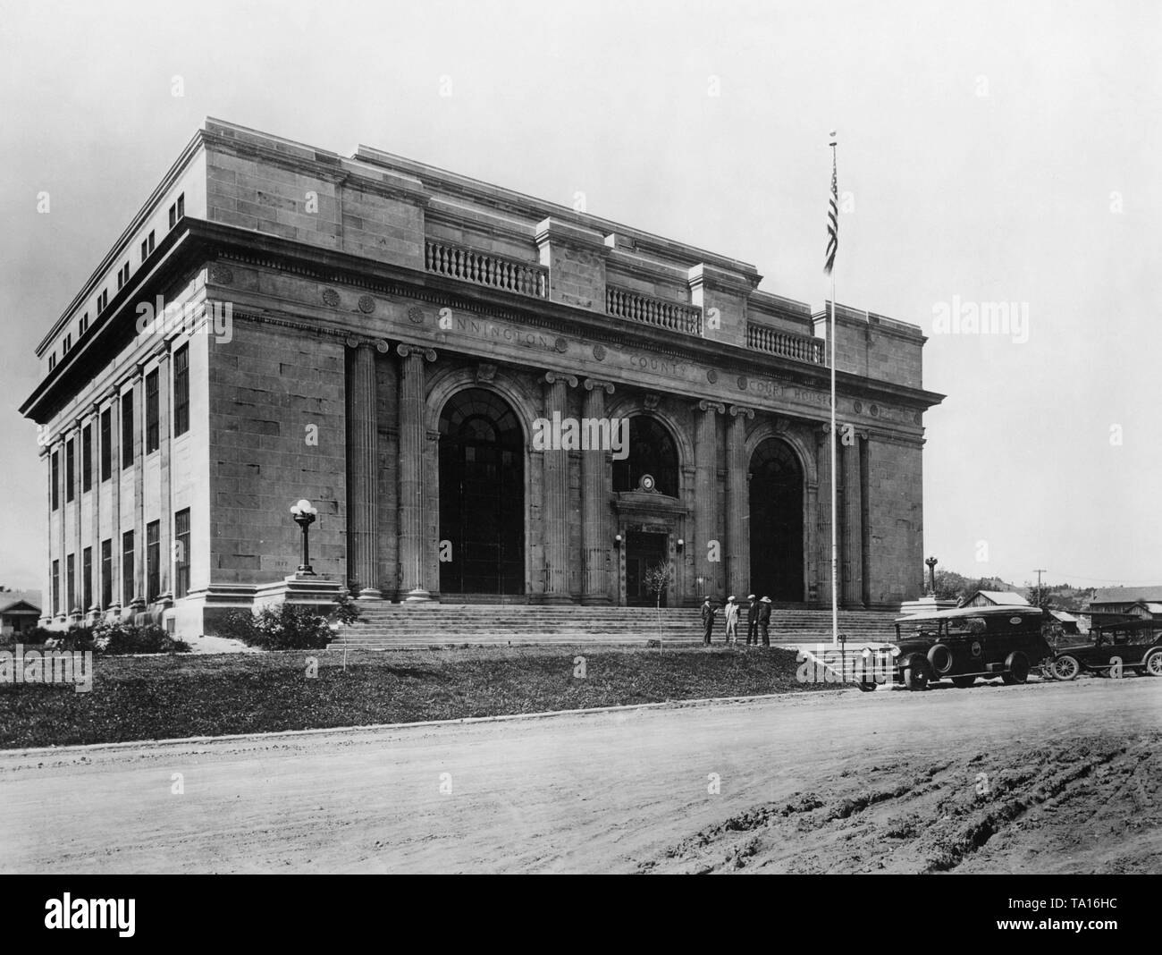 Vue de la Remington County Court House de Rapid City, Dakota du Sud, au cours d'un séjour d'été avec nous Le Président Calvin Coolidge et son épouse. Banque D'Images