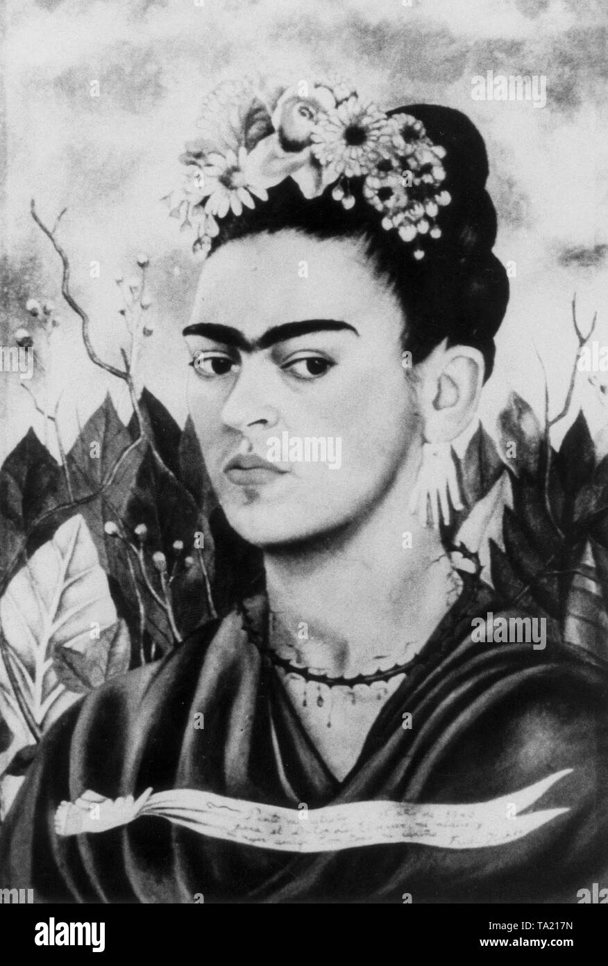 Frida kahlo self portrait Banque d'images noir et blanc - Alamy