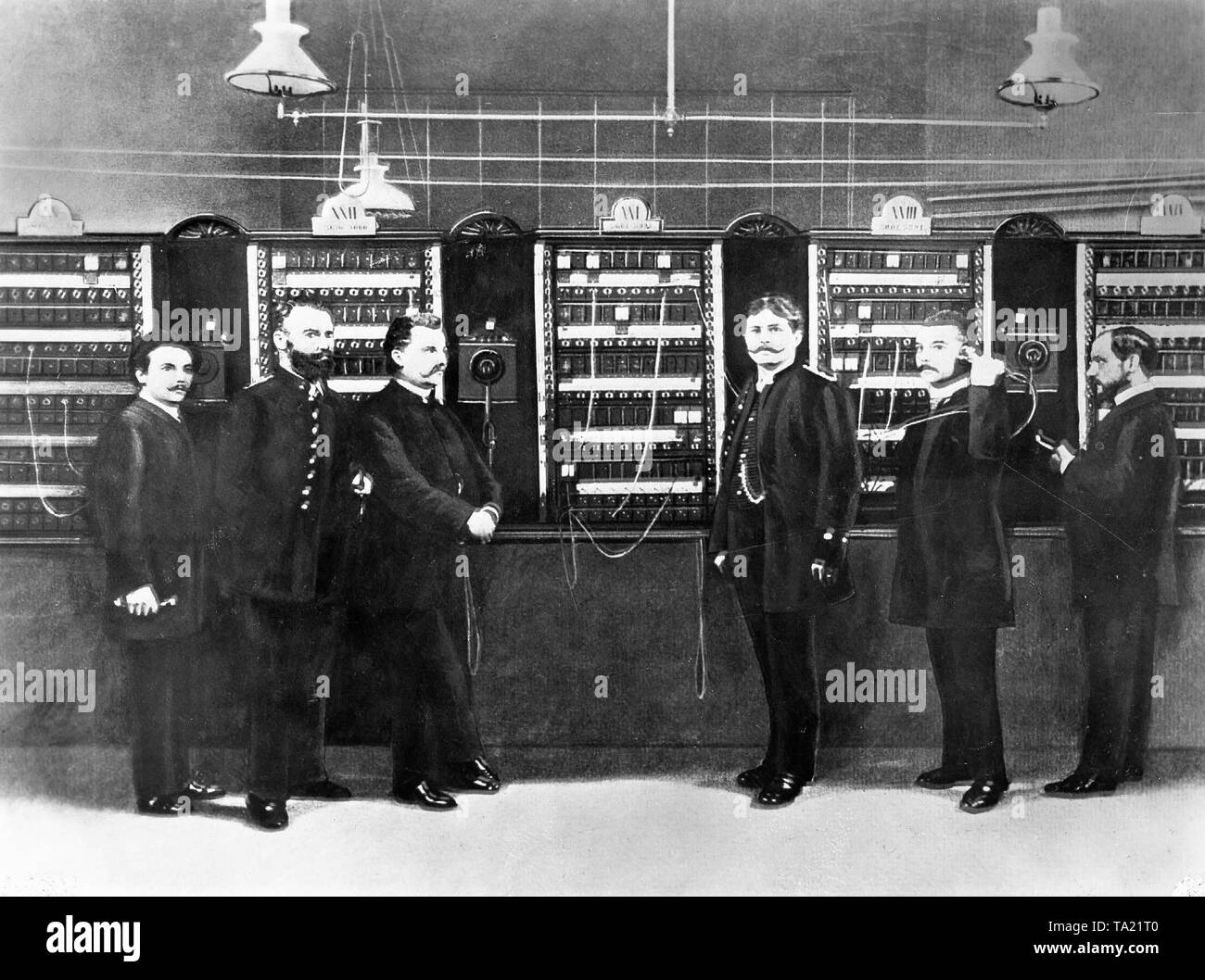 Le premier central téléphonique openes à Berlin, Allemagne, le 12 janvier. 1881 Banque D'Images