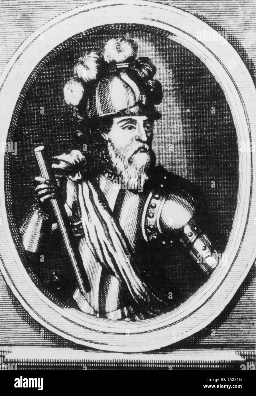 Francisco Pizarro, le conquistador espagnol qui a découvert la côte péruvienne en 1527 et deux ans plus tard, il est nommé gouverneur du Pérou. Entre 1531 et 1535 il a conquis l'Empire Inca et assassiné son roi, Atahualpa. Banque D'Images