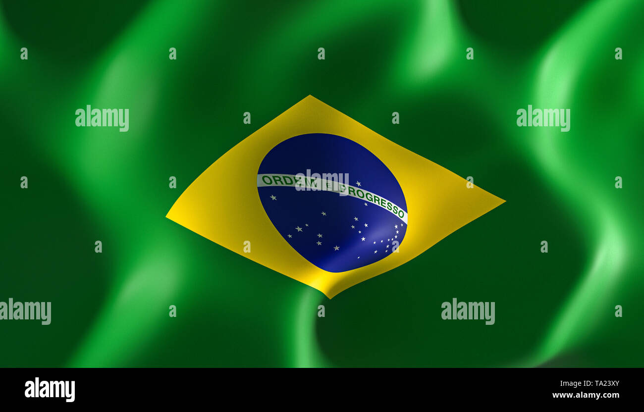 Image 3D render of a drapeau brésilien. Banque D'Images