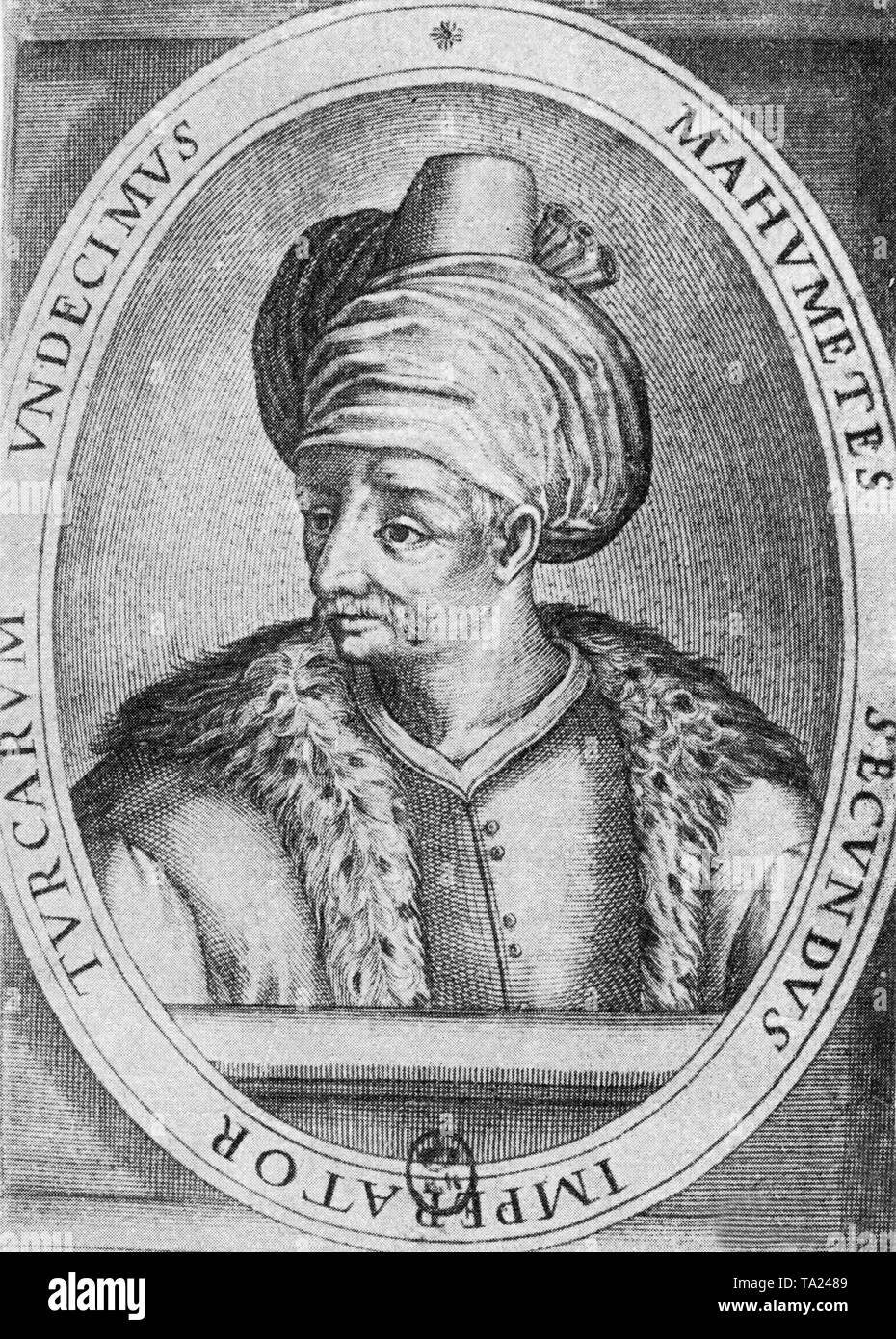 Le sultan Mehmed II Fatih ("le Conquérant"), souverain de l'Empire Ottoman. Banque D'Images