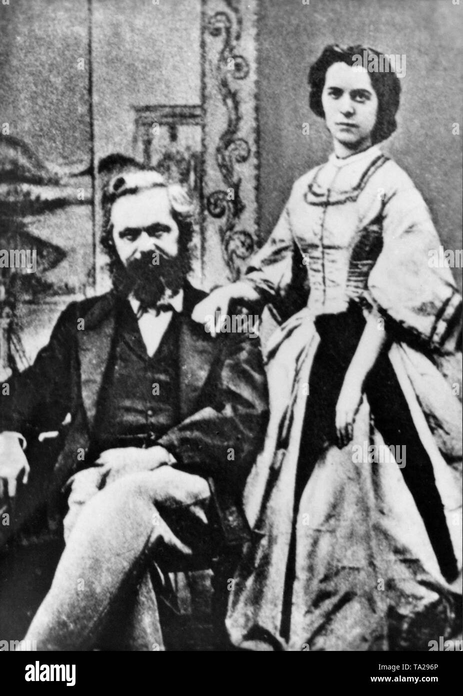 Karl Marx et sa fille Jenny Marx. Banque D'Images