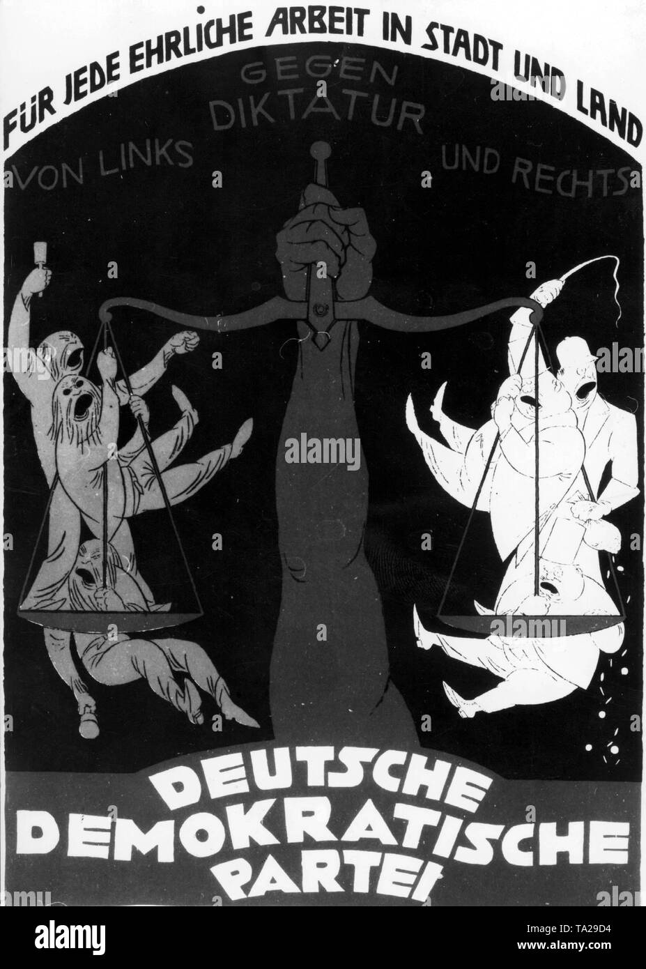 Affiche électorale du parti démocrate allemand (DDP) pour des élections du Reichstag le 06 juin, 1920. Banque D'Images