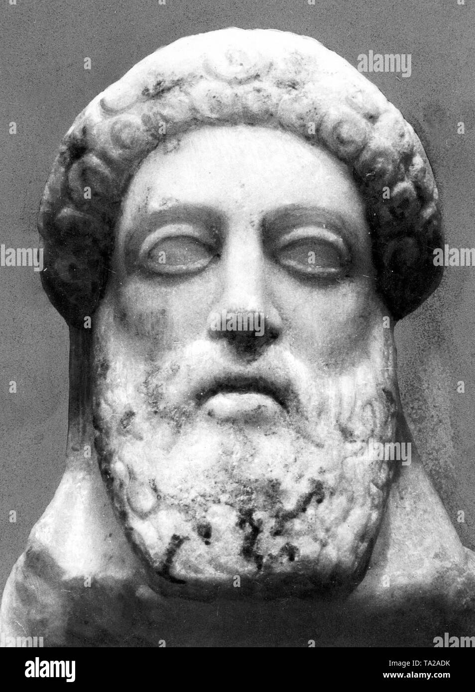 La tête d'Hermès, probablement de la période Phidias a été retrouvé lors de fouilles à Kerameikos en 1929. Banque D'Images