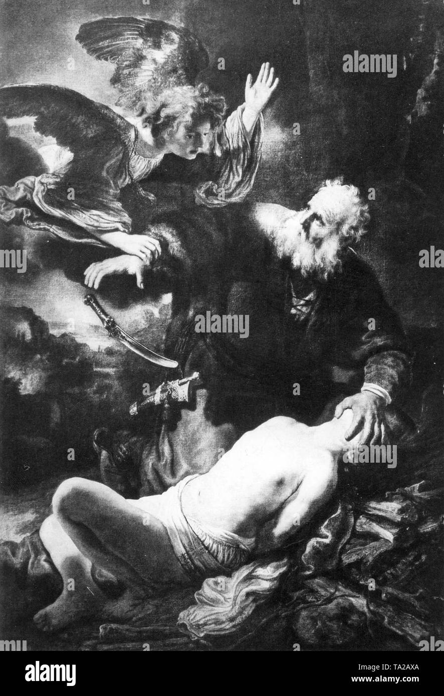 La peinture 'Abraham et Isaac' par Vlieger, (1606 - 1669). Banque D'Images