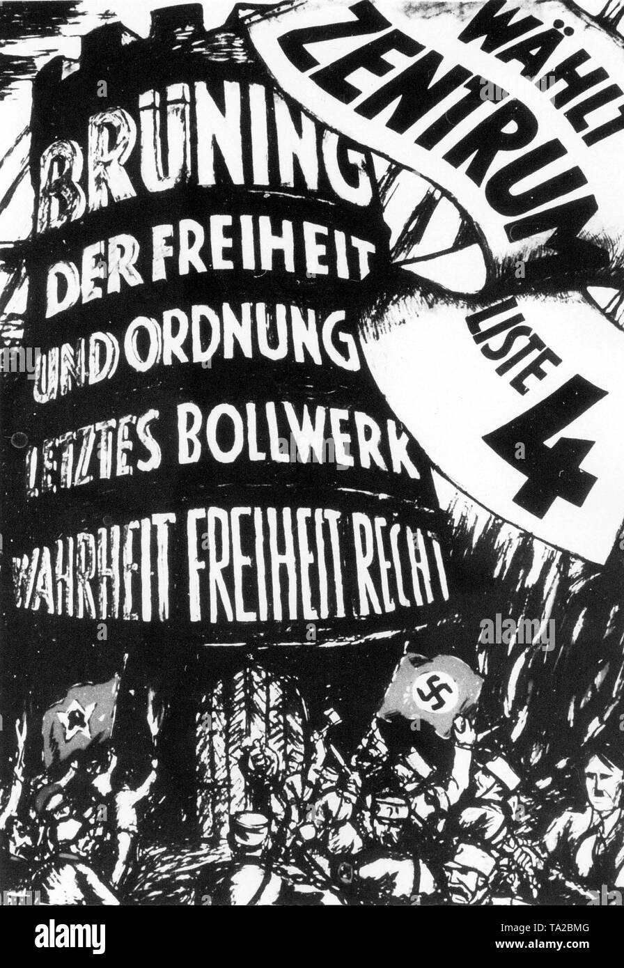 Affiche électorale du Parti du Centre pour l'élection du Reichstag le 31 juillet 1932. Banque D'Images