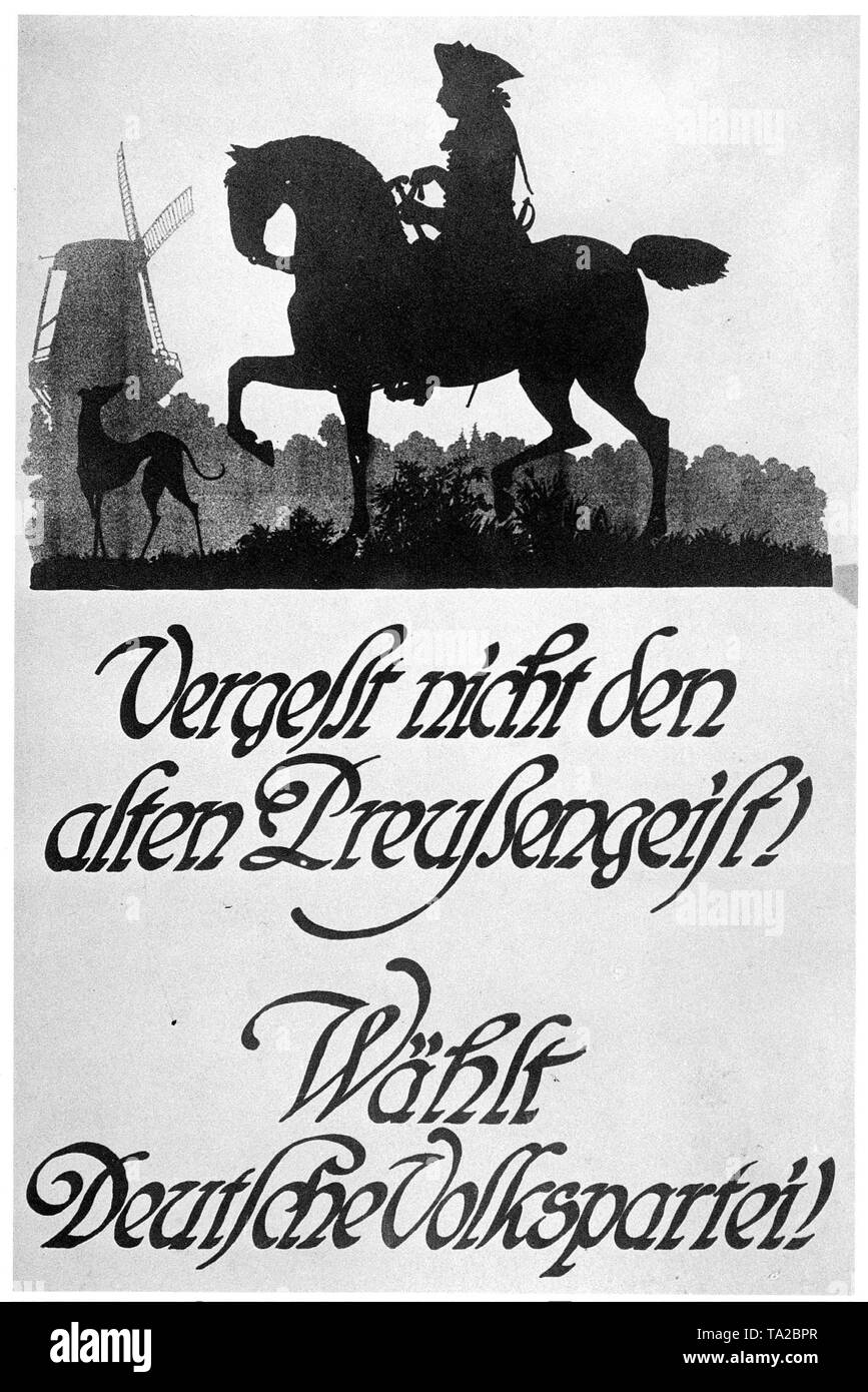 Affiche électorale du Parti du peuple allemand pour des élections du Reichstag le 19 janvier, 1919. Banque D'Images