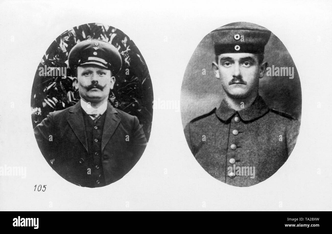 Sur la gauche, le portrait du syndicaliste Boesswetter, qui ont reçu 7 ans de prison, sur la droite le membre du comité d'entreprise Klinger, condamné à 6 ans de prison. Banque D'Images