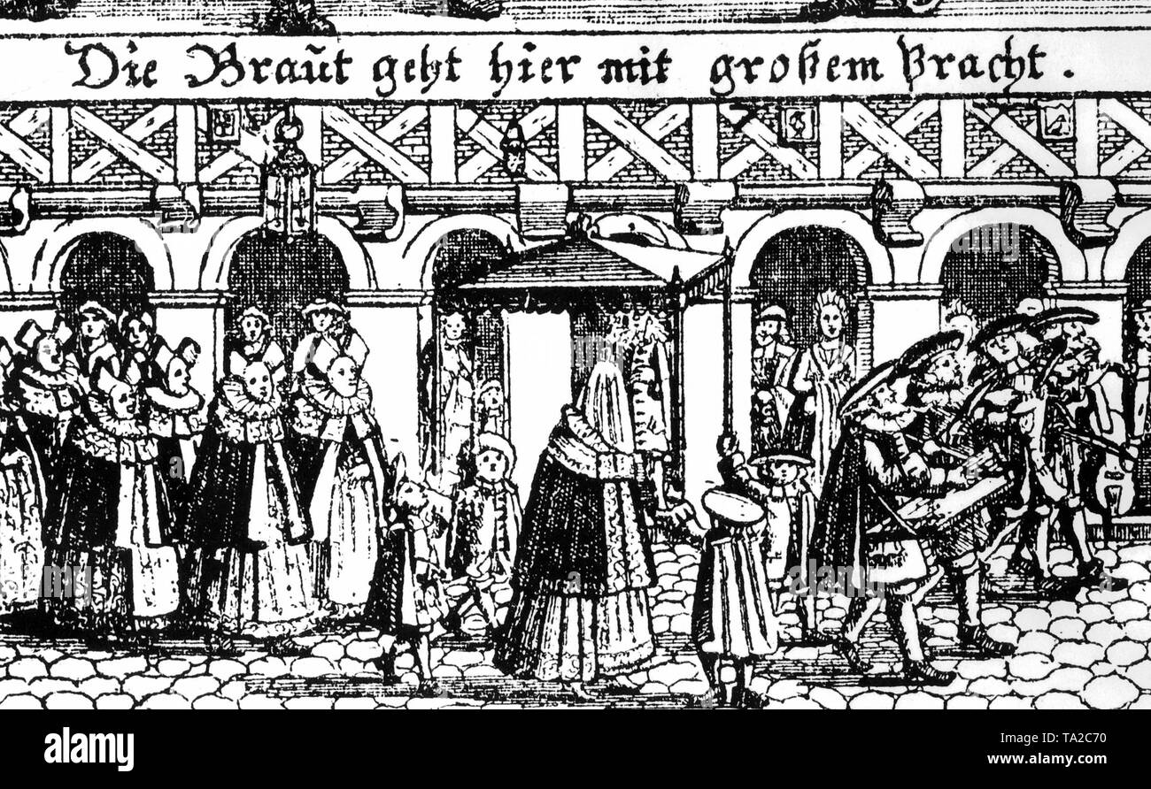 Mariage juif, cuivre-gravure par Peter Fehr du livre de Schudt : Juedische Merkwuerdigkeiten, 1717 (curiosités juif) Banque D'Images