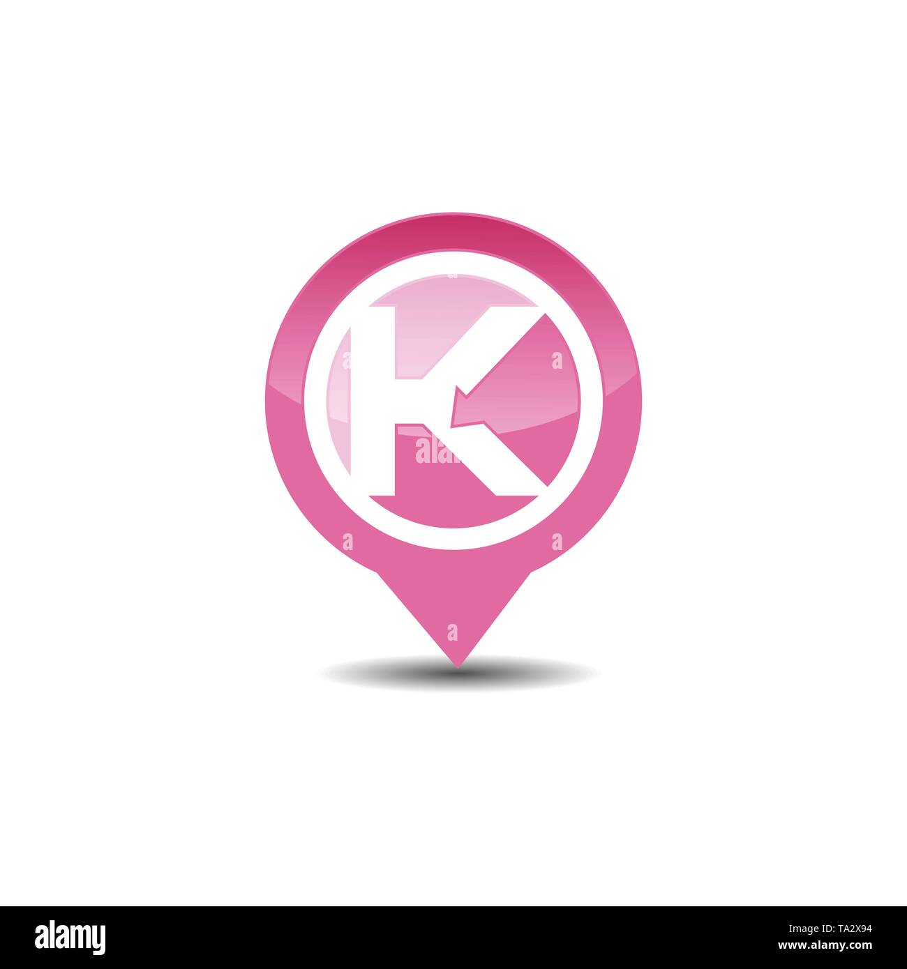 Lettre K Icône logo pointeur GPS Illustration de Vecteur