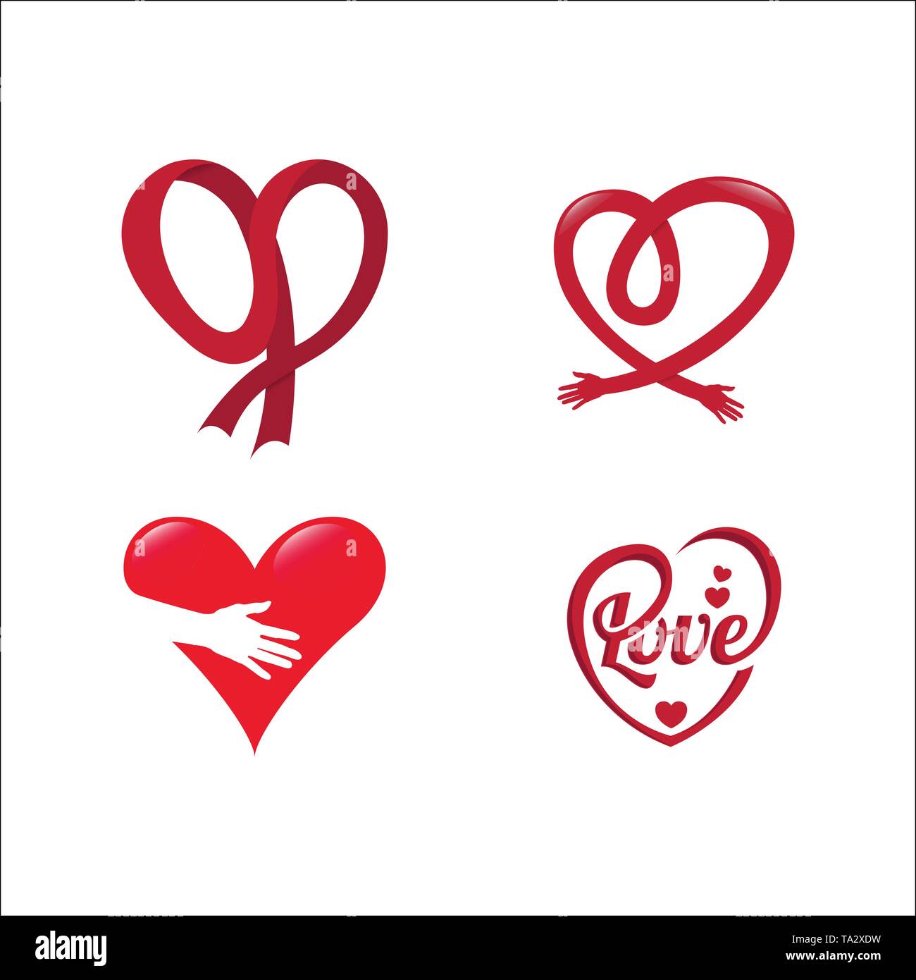 Ensemble de logos amour Coeur rouge Illustration de Vecteur